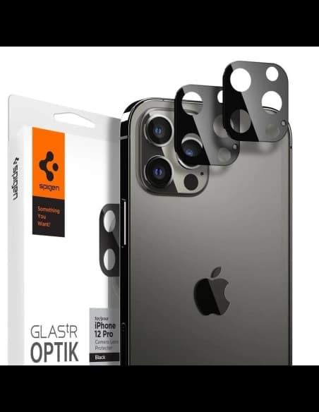 Spigen Apple Gehärtetes Kameraglas Optik Kameraobjektiv iPhone 12 Pro Max Schwarz