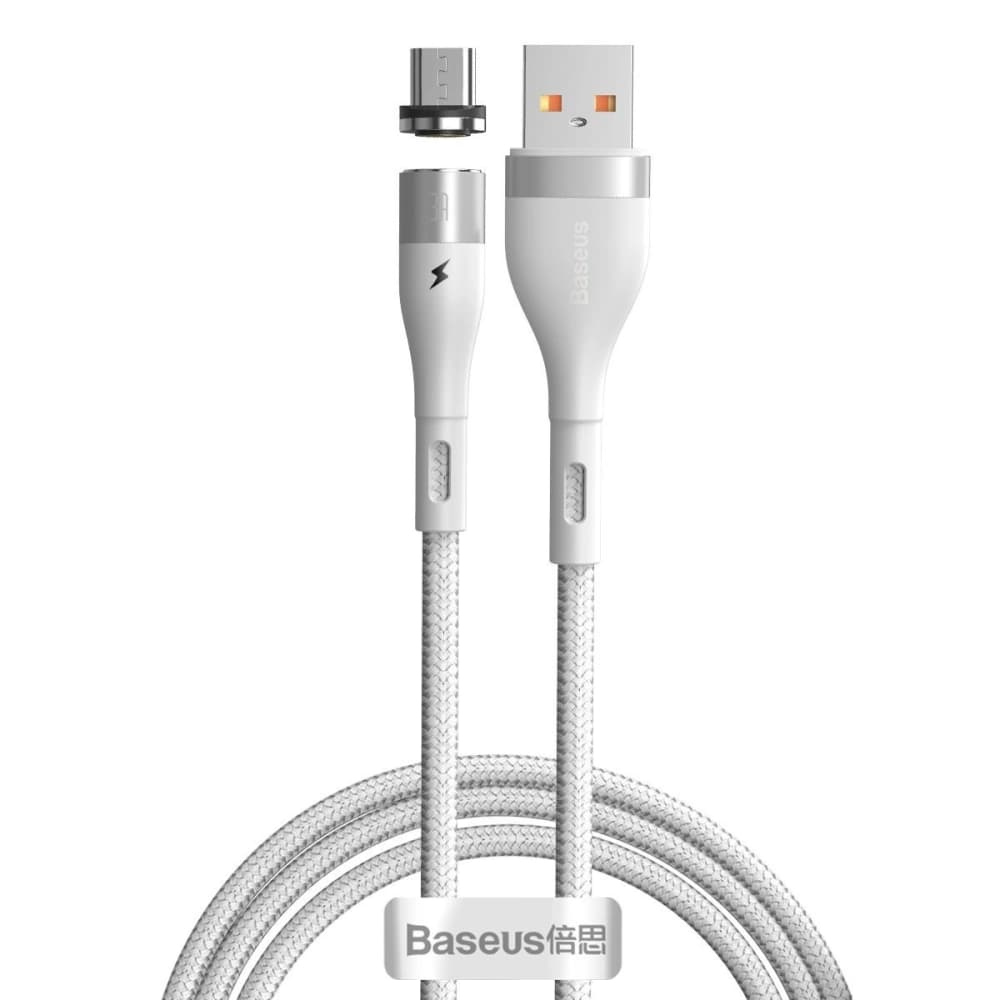 Kabel magnetický USB - Micro USB Baseus Zinc 2.1A 1m (bílý) - 1