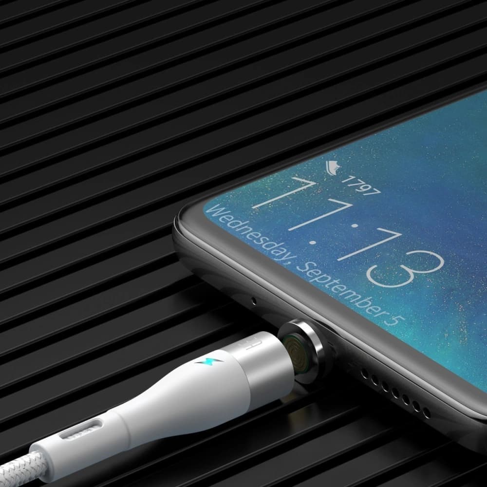 Kabel magnetický USB - Micro USB Baseus Zinc 2.1A 1m (bílý) - 4