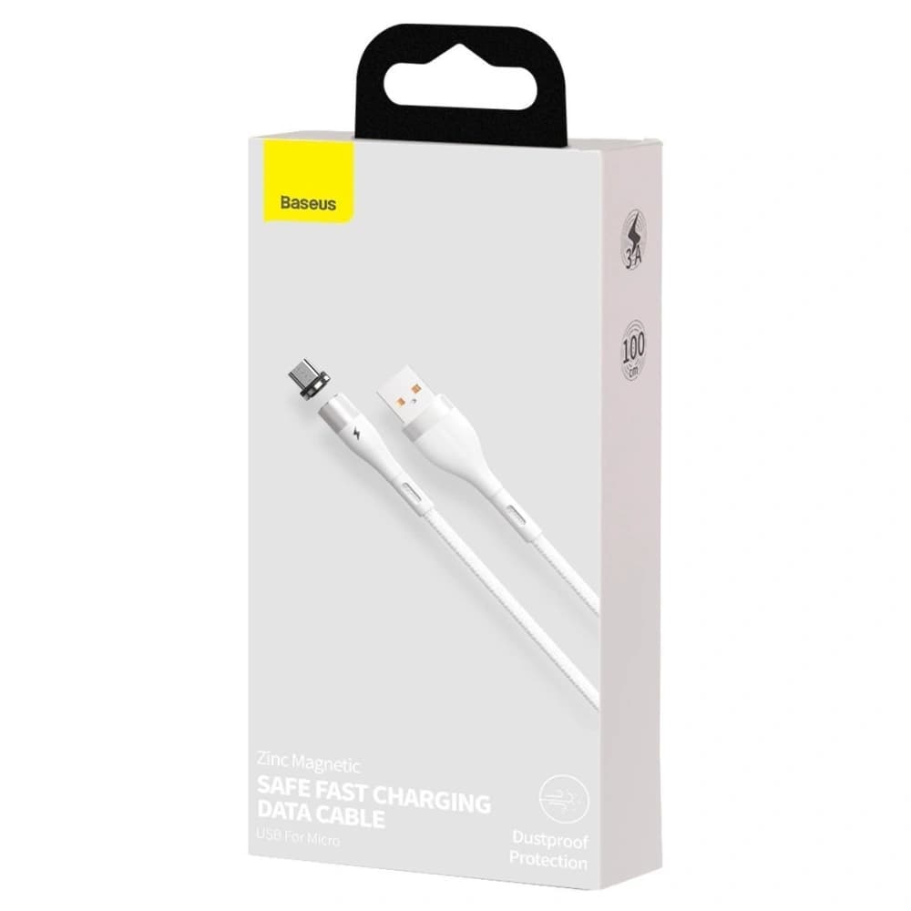 Kabel magnetický USB - Micro USB Baseus Zinc 2.1A 1m (bílý) - 5
