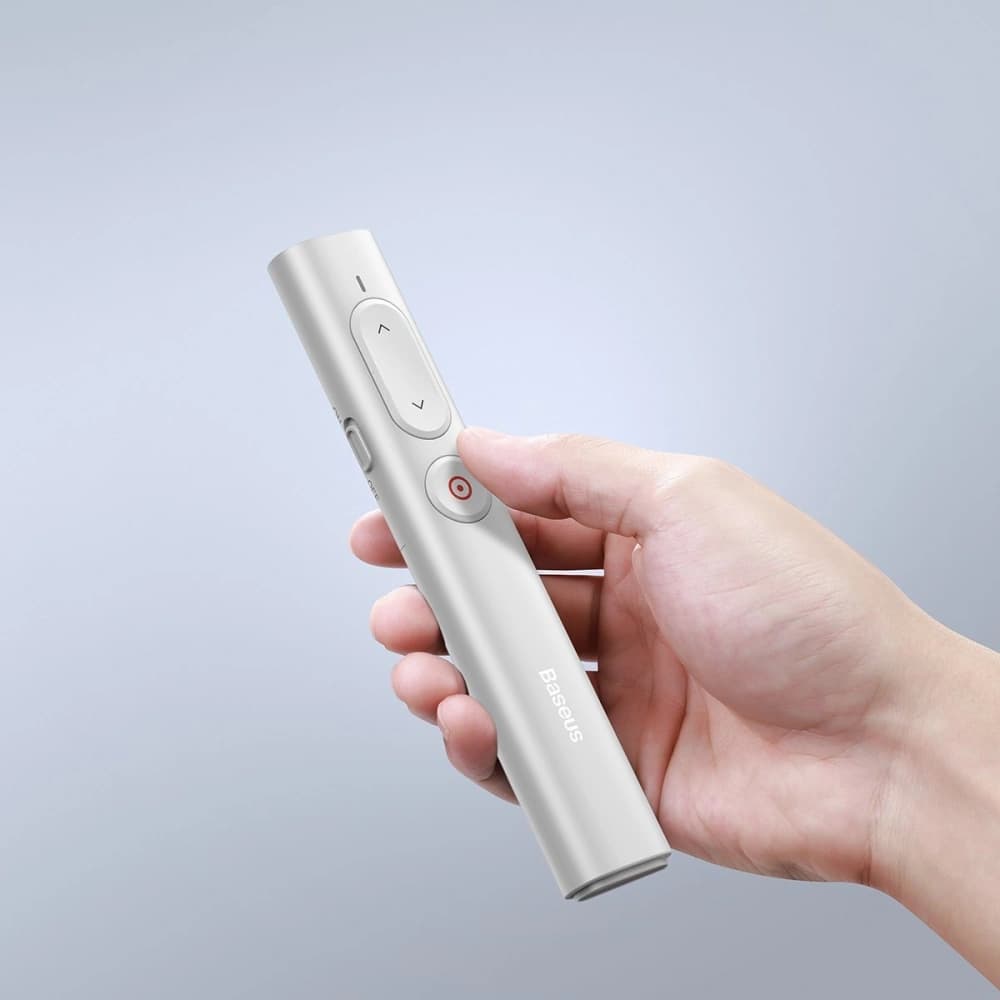 Többfunkciós távirányító Baseus Orange Dot prezentációkhoz, lézermutatóval, elemmel (fehér) - 11