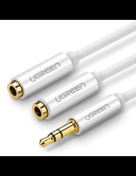 UGREEN AV123 AUX Audio splitter with jack 3,5 mm cable, 20cm - white