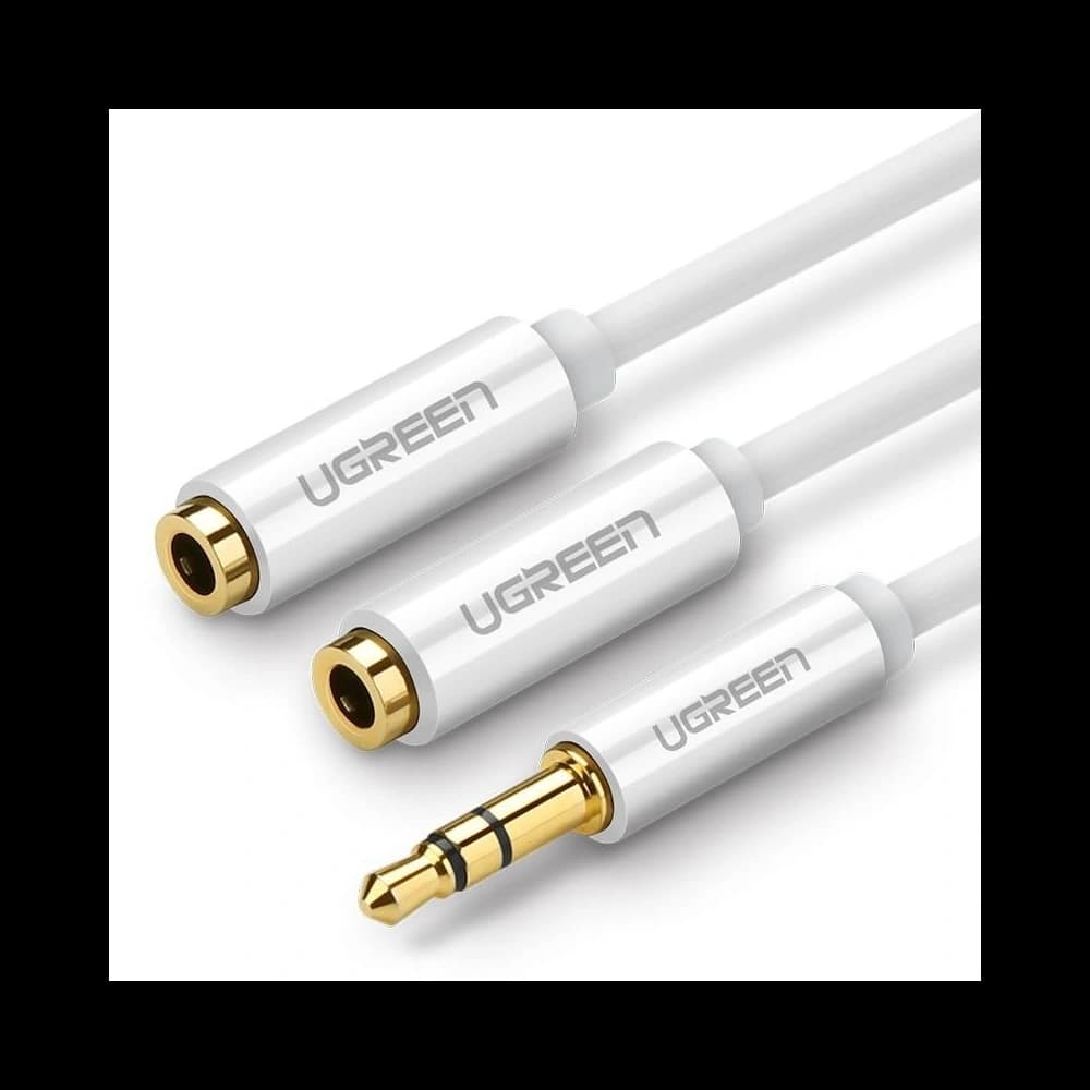 UGREEN AV123 AUX Audio splitter with jack 3,5 mm cable, 20cm - white - 1