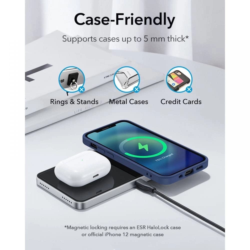 Încărcător wireless ESR HaloLock 2în1 Magnetic MagSafe Wireless Charger Negru - 2