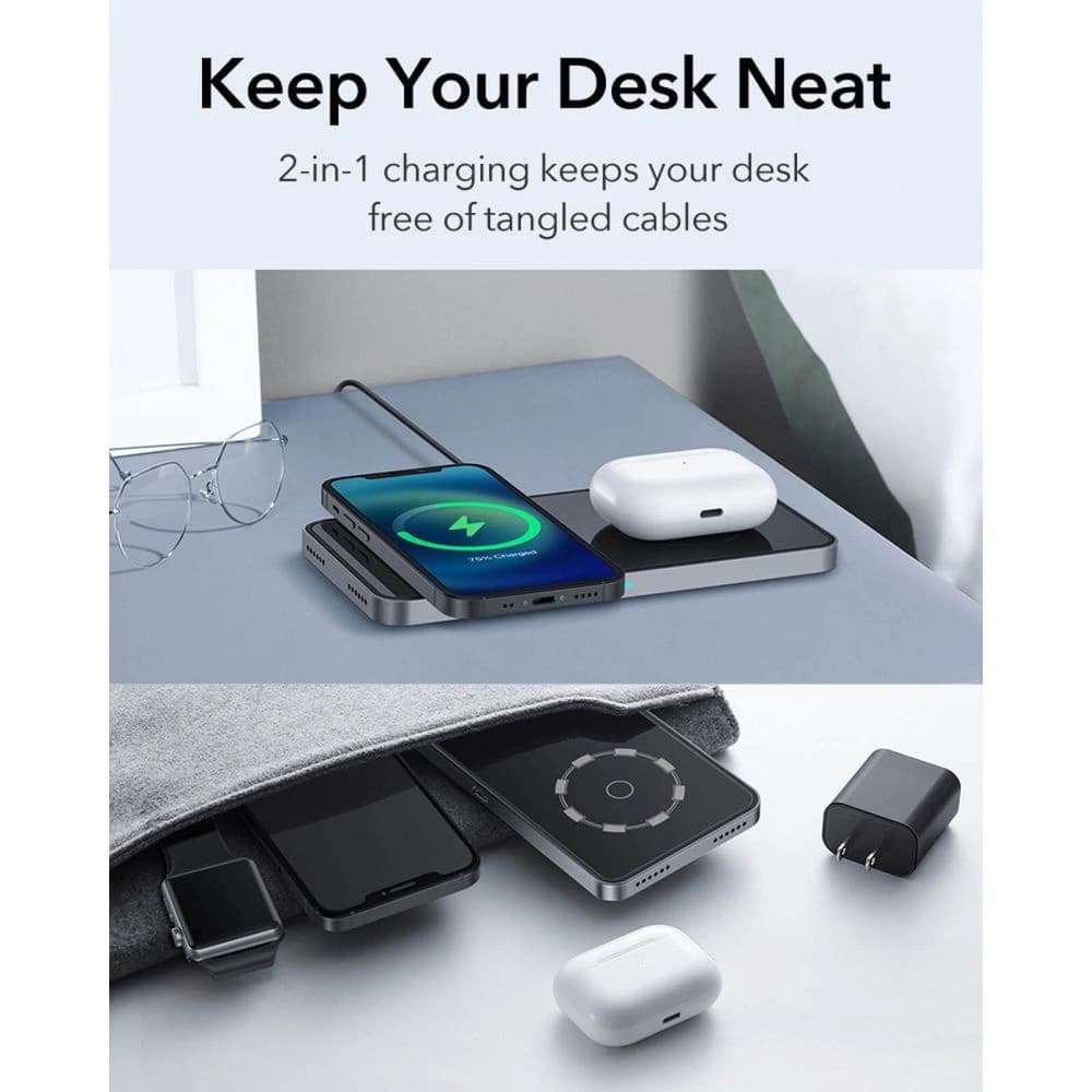 Încărcător wireless ESR HaloLock 2în1 Magnetic MagSafe Wireless Charger Negru - 5
