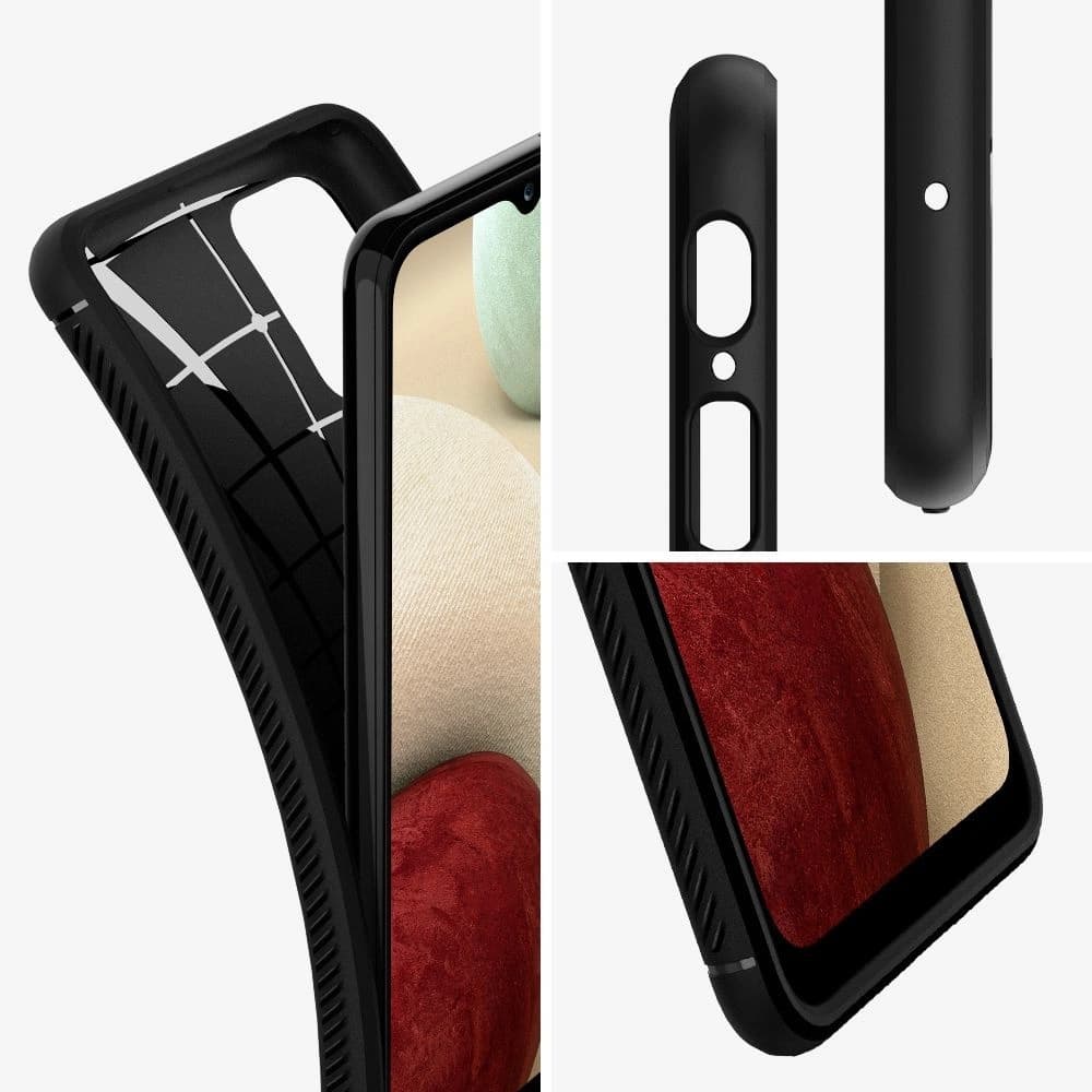 Spigen Samsung Gehäuse Rugged Armor Galaxy A12 Mattschwarz - 3