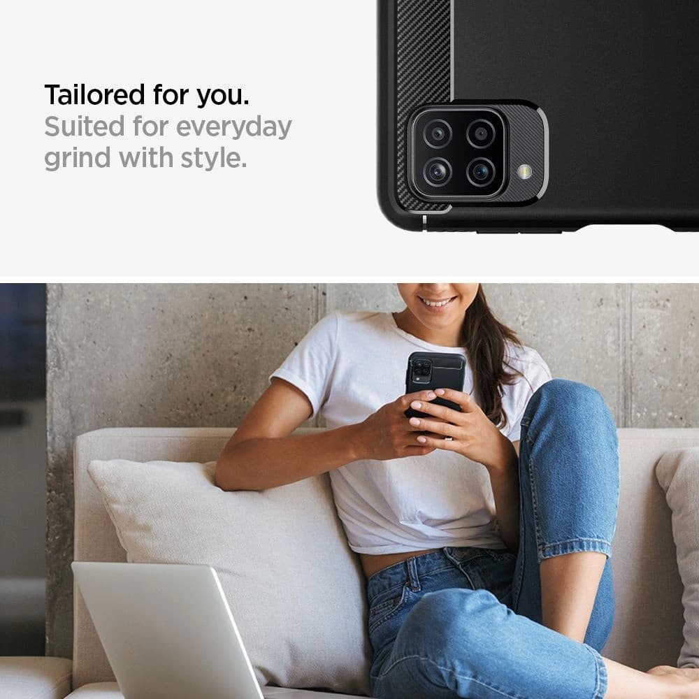 Spigen Samsung Gehäuse Rugged Armor Galaxy A12 Mattschwarz - 6