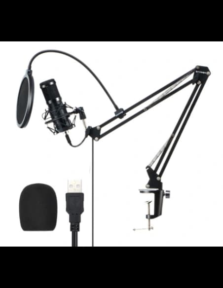 Mikrofon de studio / capacitiv USB BlitzWolf BW-CM2, suport, filtru pop