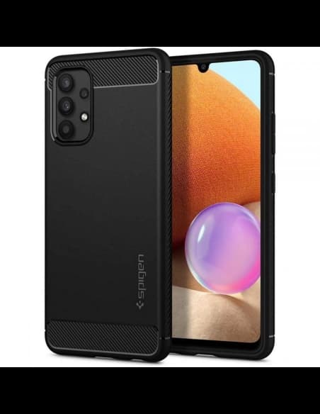 Spigen Samsung Gehäuse Rugged Armor Galaxy A32 LTE Mattschwarz