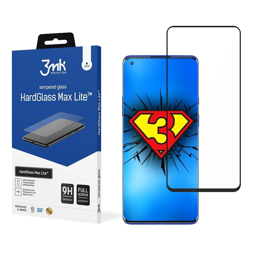Tvrzené sklo 3MK HardGlass Max Lite OnePlus 8T/OnePlus 9 černé - 1