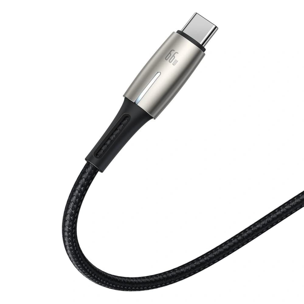 Baseus USB-zu-USB-C-Kabel Wassertropfenförmig, LED, 66W, 6A, 2m (schwarz) - 5