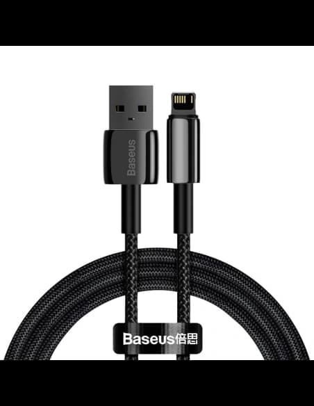 Cablul USB la Lightning Baseus Tungsten Gold, 2.4A, 2m (negru)