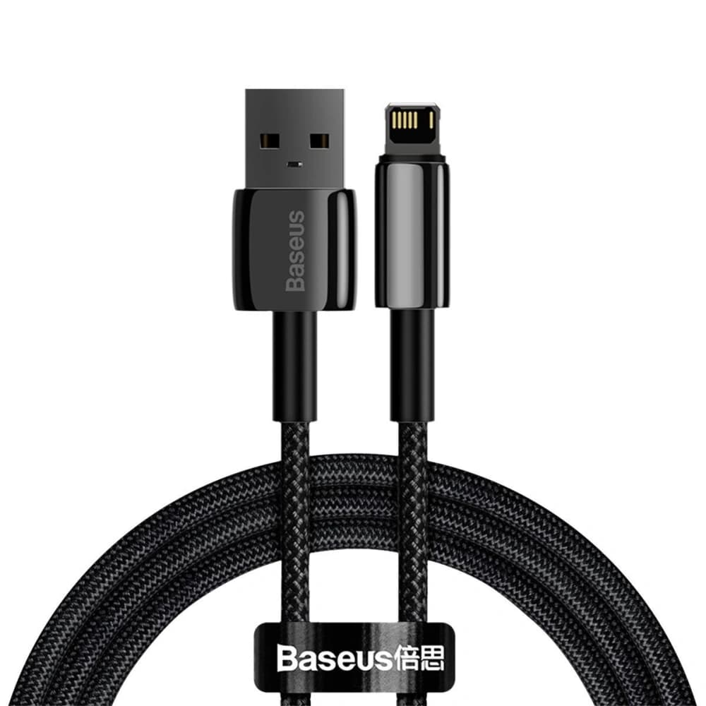 Cablul USB la Lightning Baseus Tungsten Gold, 2.4A, 2m (negru) - 1