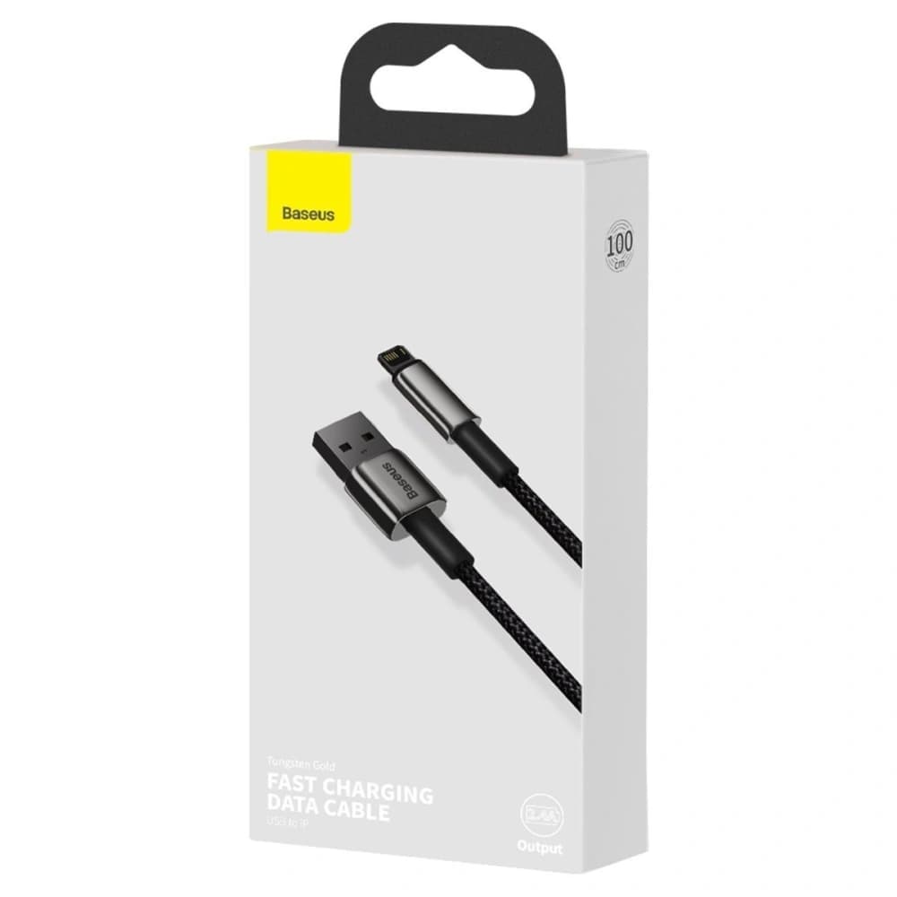 Cablul USB la Lightning Baseus Tungsten Gold, 2.4A, 2m (negru) - 10