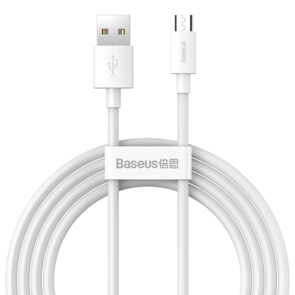 Baseus 1.5m Micro-USB-auf-USB-Kabel Simple Wisdom, 2,1A, (weiß) 2Stk. - 1