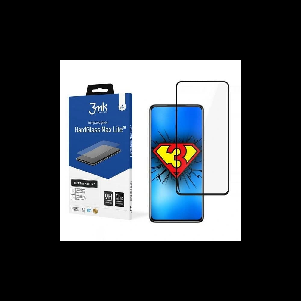 Tvrzené sklo 3MK HardGlass Max Lite Pocophone X3/Pro/NFC černé - 1