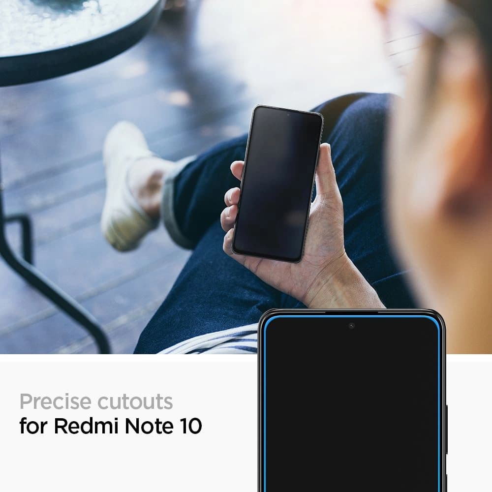 Spigen Gehärtetes Glas GLAS.tR Slim Redmi Note 10/10S Schwarz - 7