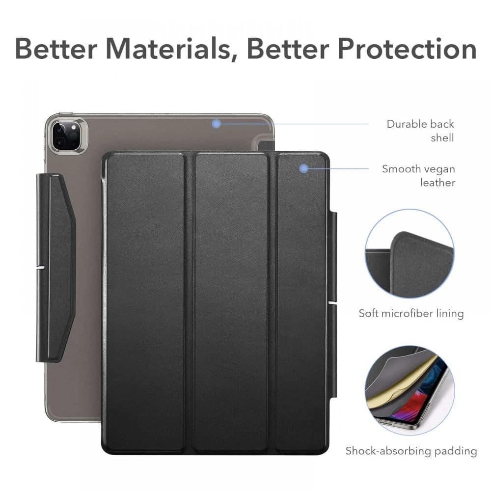 ESR Apple Tasche Ascend Trifold iPad Pro 12.9 2021 (5. Generation) Rose Gold + gehärtetes Glas - 2