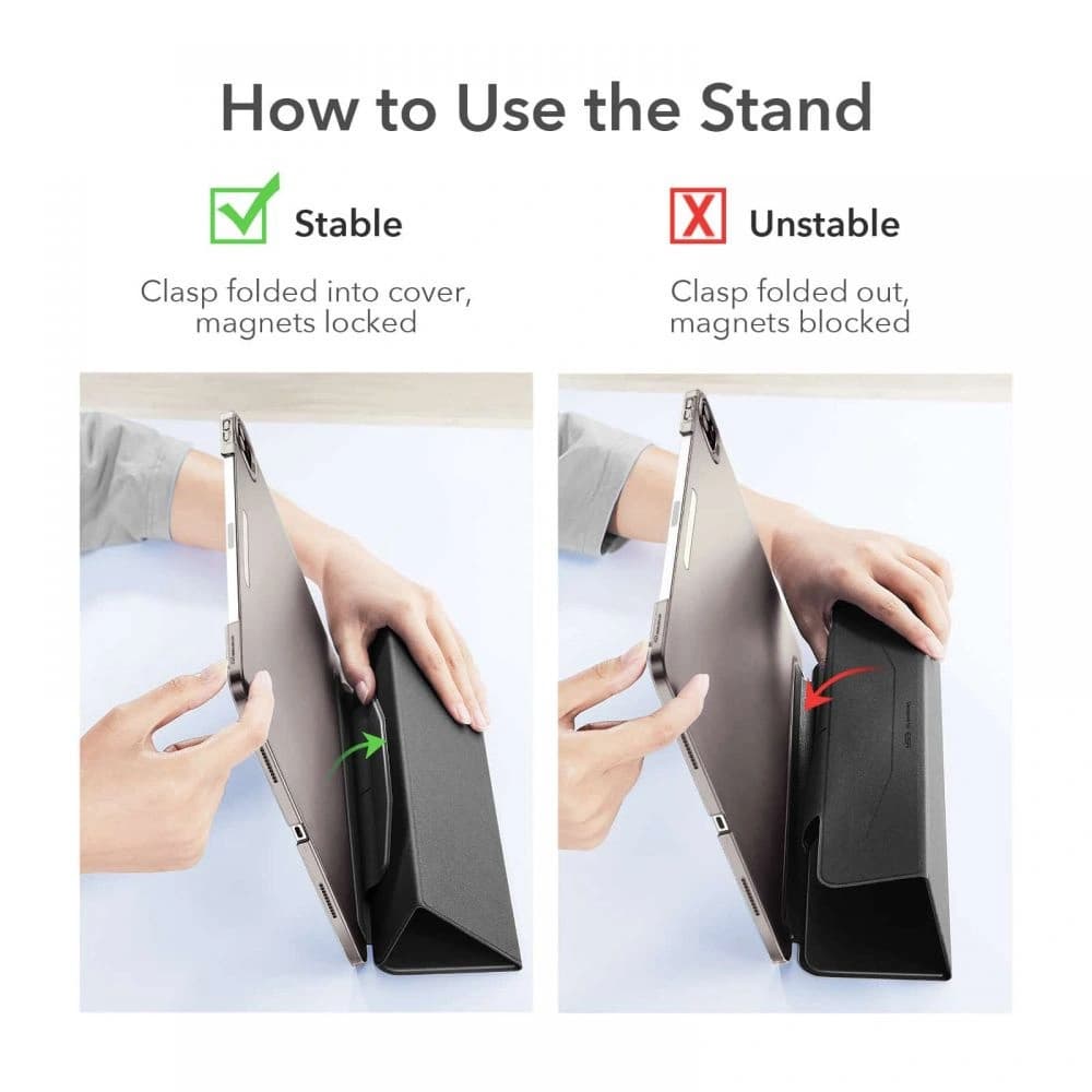 ESR Apple Tasche Ascend Trifold iPad Pro 12.9 2021 (5. Generation) Rose Gold + gehärtetes Glas - 7