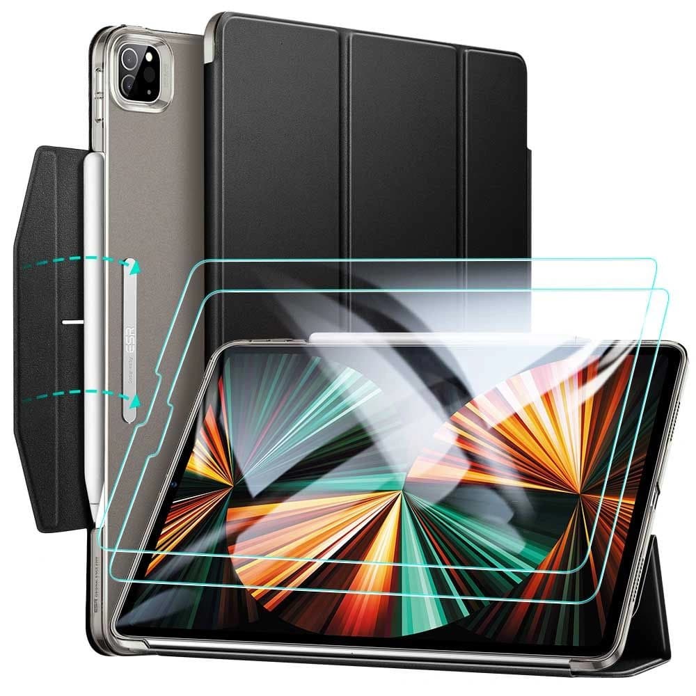 Etui ESR Ascend Trifold Apple iPad Pro 12.9 2021 (5. generație) Negru + Sticlă temperată - 1