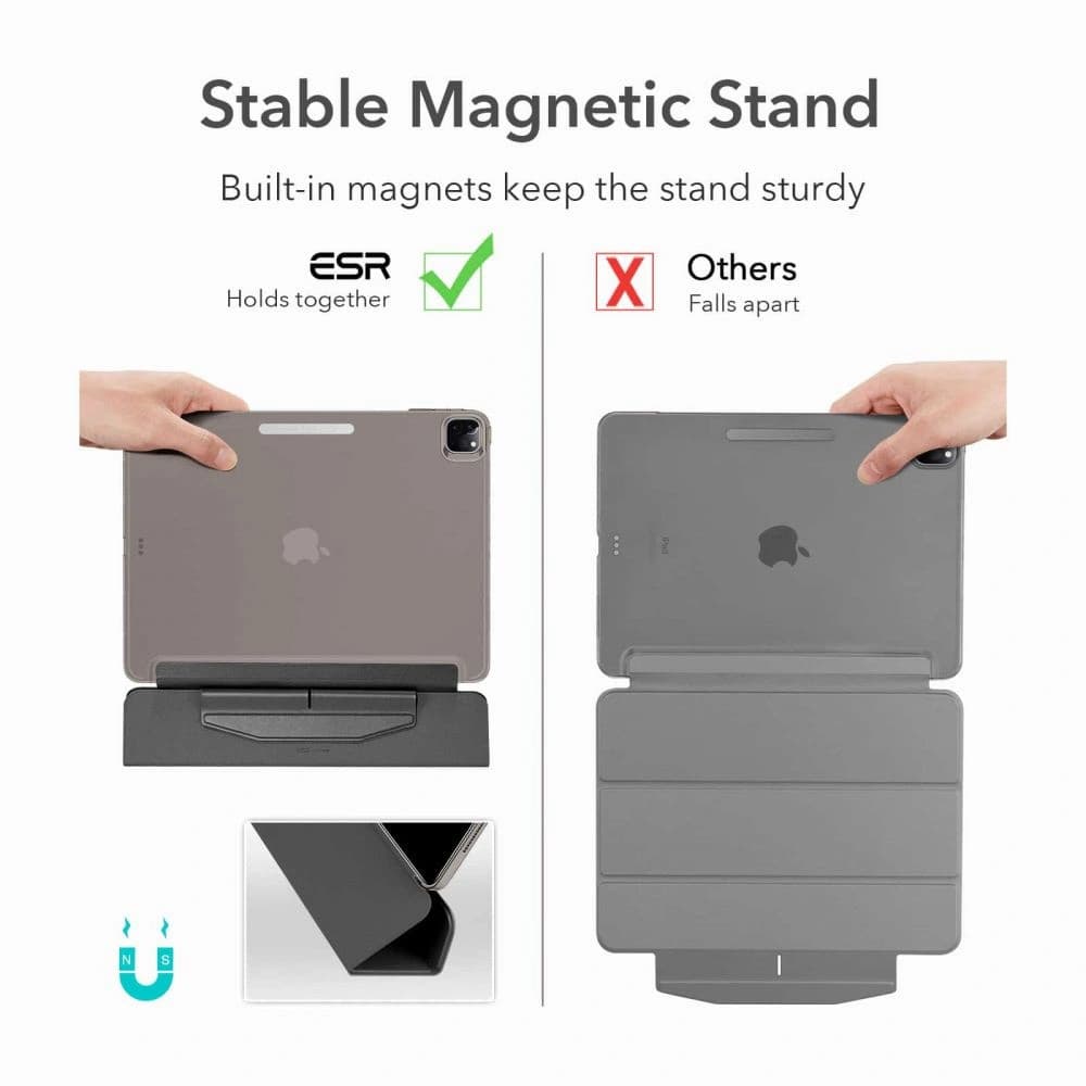Etui ESR Ascend Trifold Apple iPad Pro 12.9 2021 (5. generație) Negru + Sticlă temperată - 6