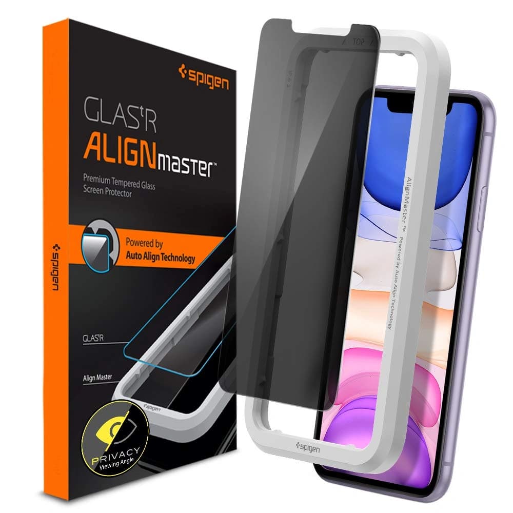 Edzett üveg Spigen GLAS.tR AlignMaster Apple iPhone 11 Privacy - 1