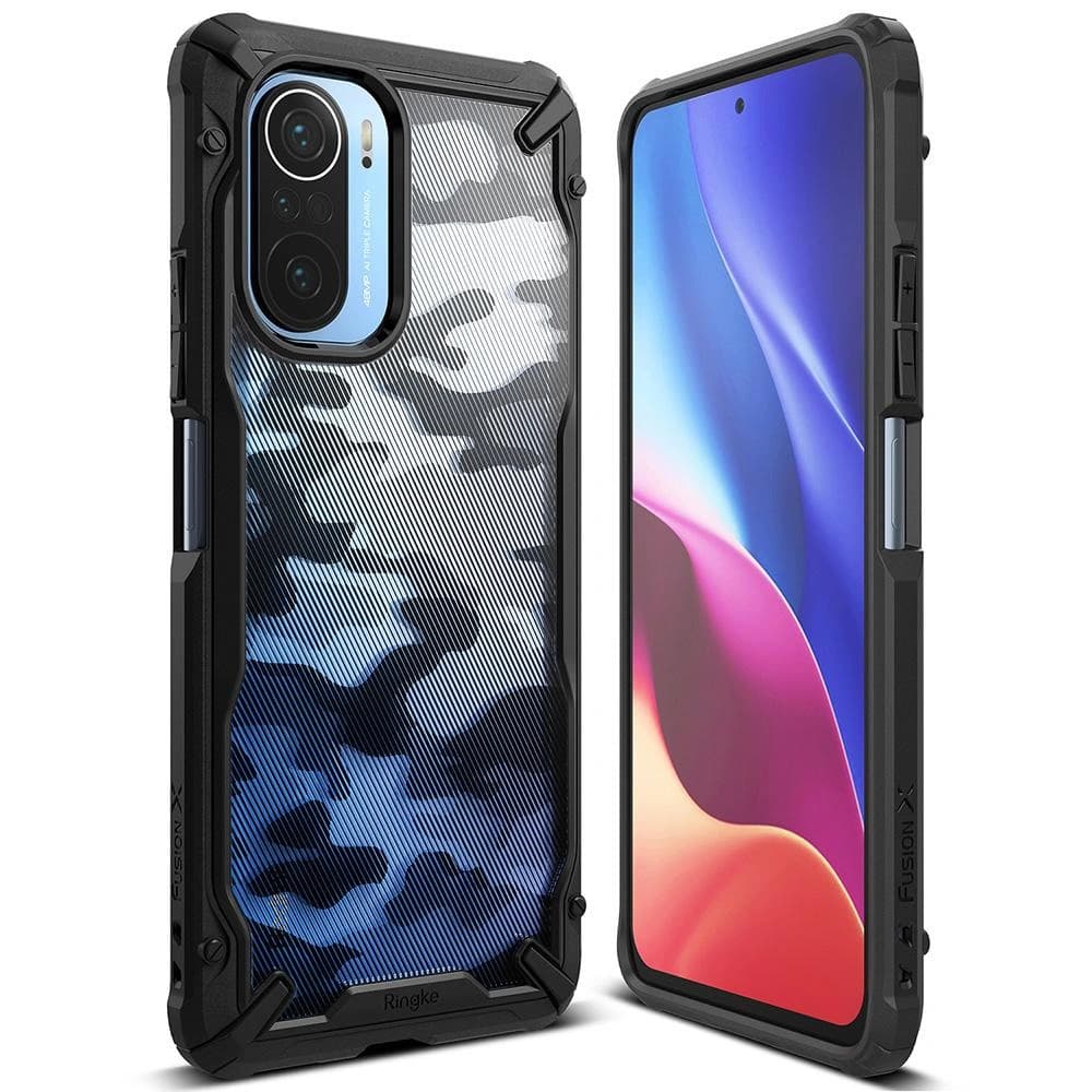 Etui Ringke Fusion-X Design Xiaomi Mi 11i/Mi 11X/Pocophone F3/Redmi K40/K40 Pro/K40 Pro Plus Camo (Moro) Černé - 1