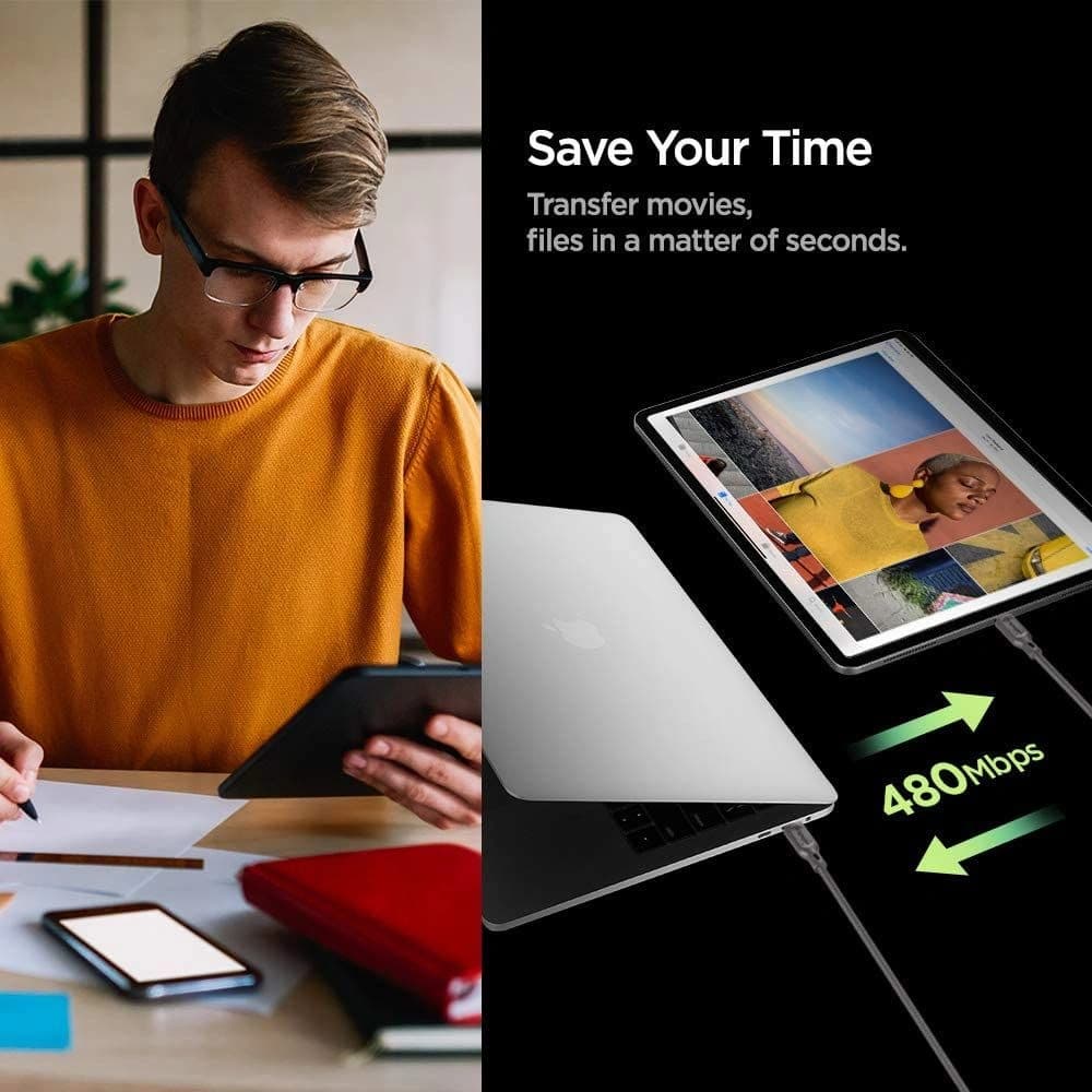 Cablu USB-C Spigen Essential C11C1 PD 60W QC3.0 150cm Gunmetal - 5