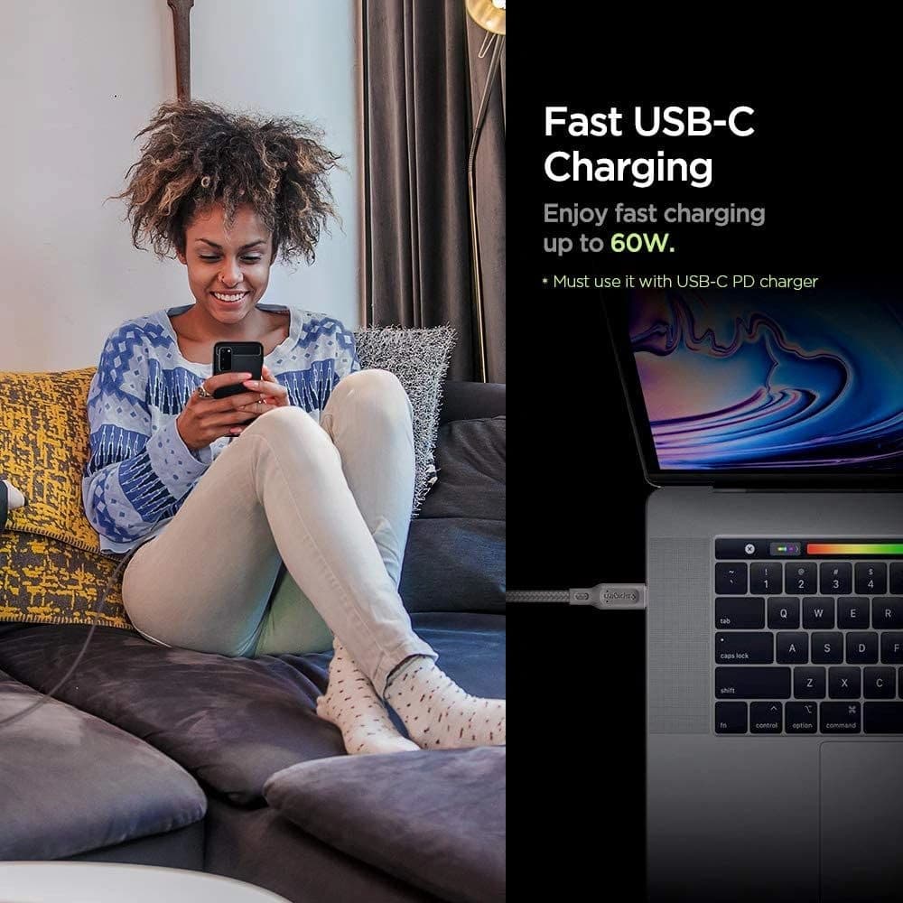Cablu USB-C Spigen Essential C11C1 PD 60W QC3.0 150cm Gunmetal - 8