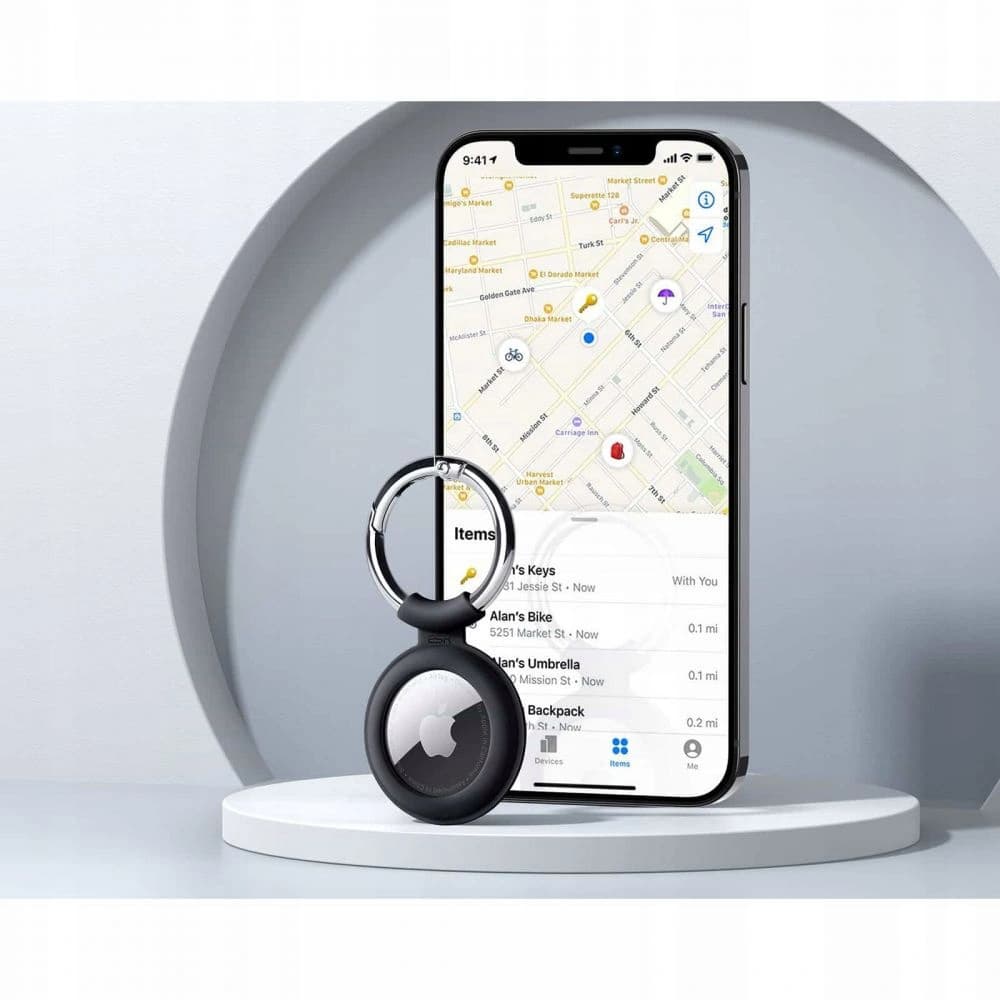 Silikonové pouzdro ESR Cloud Apple AirTag Černá & Černá - 7