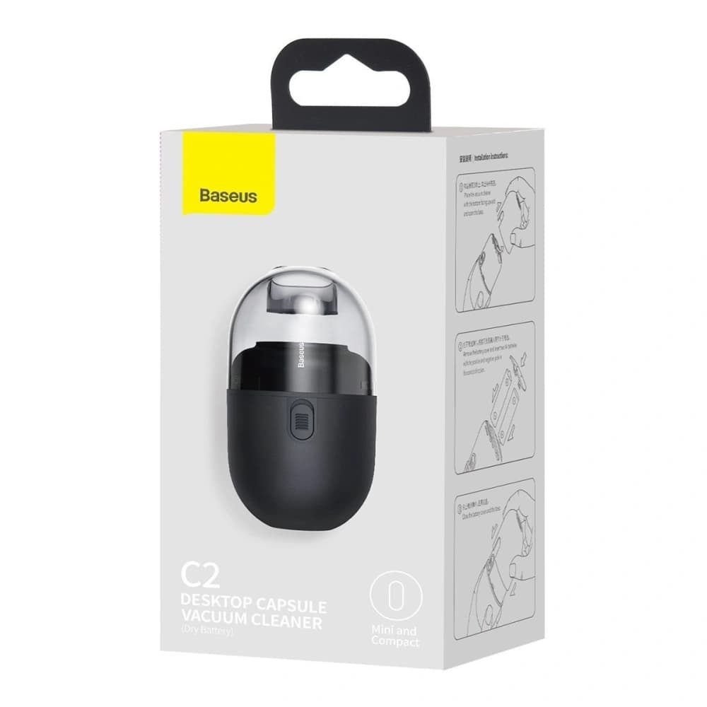 Vezeték nélküli mini asztali porszívó Baseus Capsule C2, 700Pa, akkumulátoros 2xAA (fekete) - 3