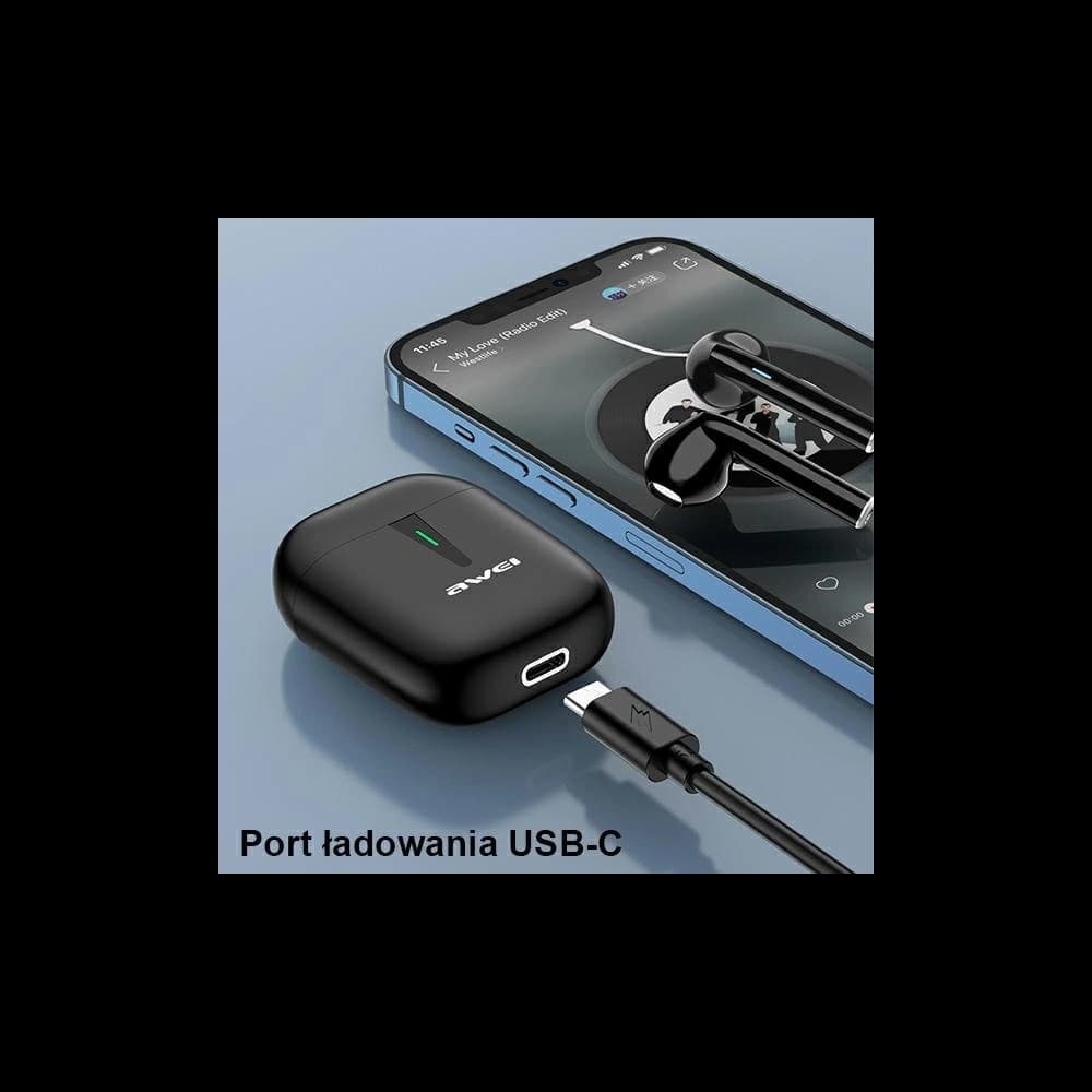 AWEI sluchátka Bluetooth 5.0 T21 TWS + dokovací stanice černá/black - 2