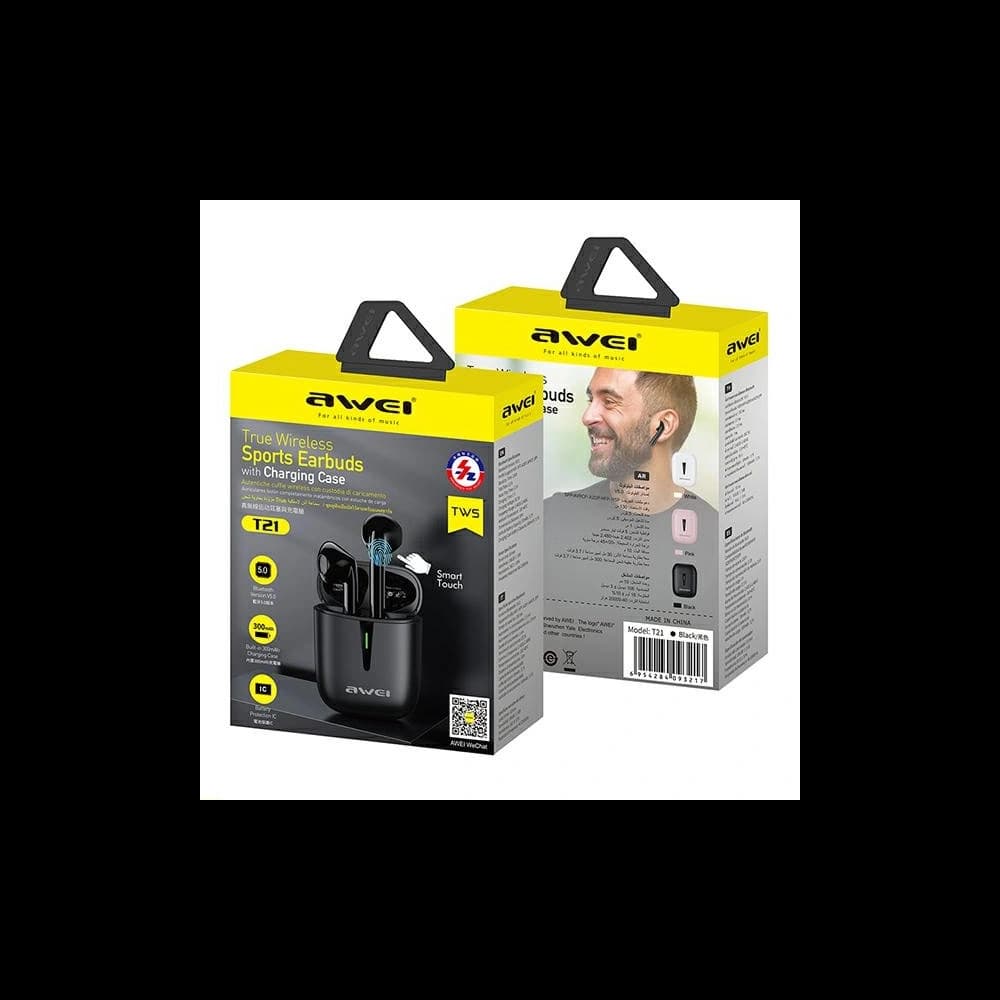 AWEI sluchátka Bluetooth 5.0 T21 TWS + dokovací stanice černá/black - 4