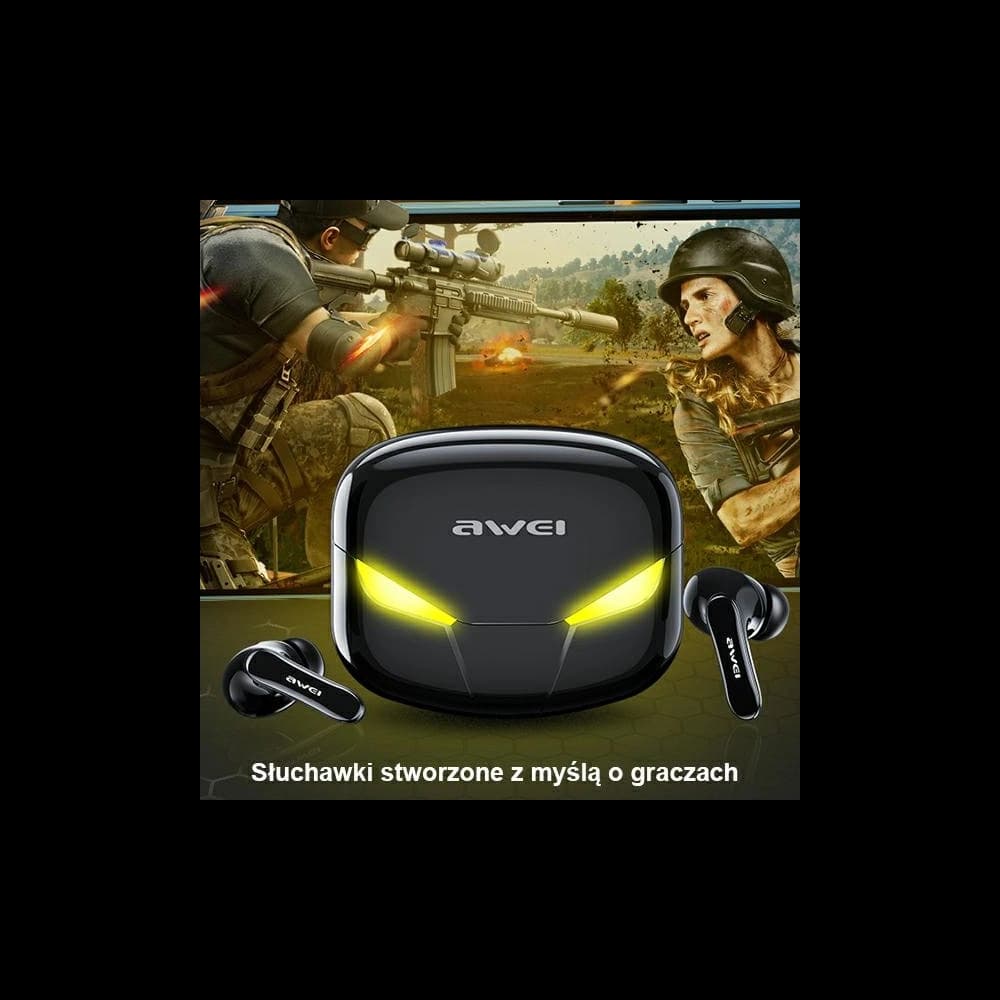 AWEI căști Bluetooth 5.0 T35 TWS + stație de docking gaming negru/black - 3