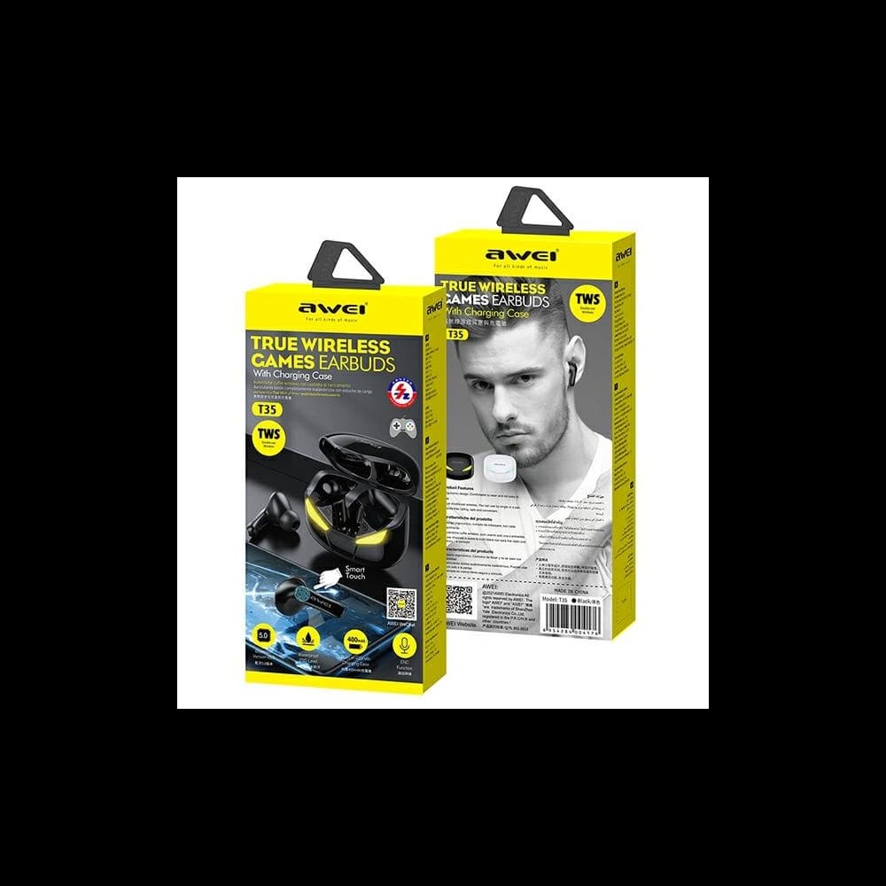 AWEI căști Bluetooth 5.0 T35 TWS + stație de docking gaming negru/black - 6