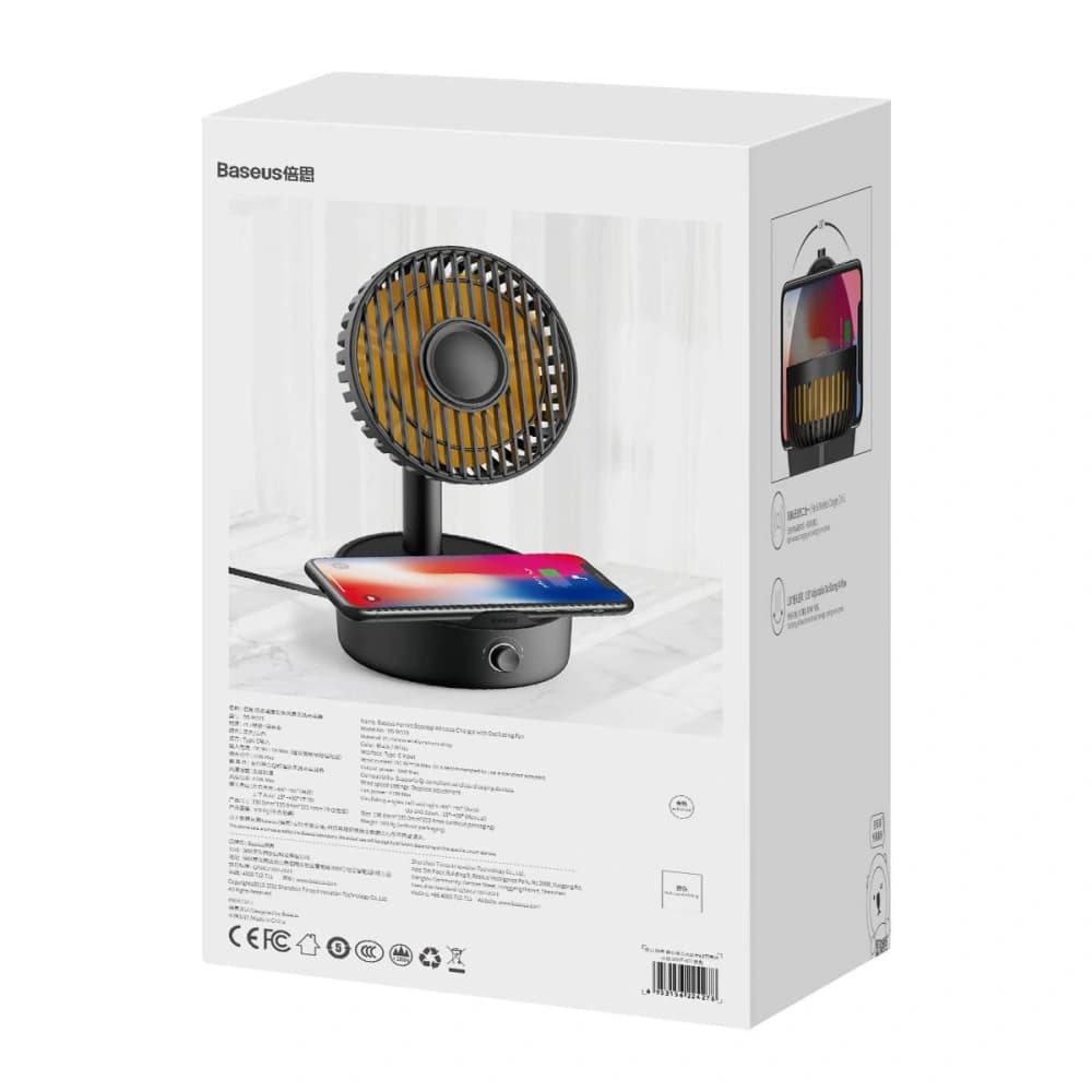 Baseus Hermit desktop wireless charger 10W with oscillating fan (black) - 8