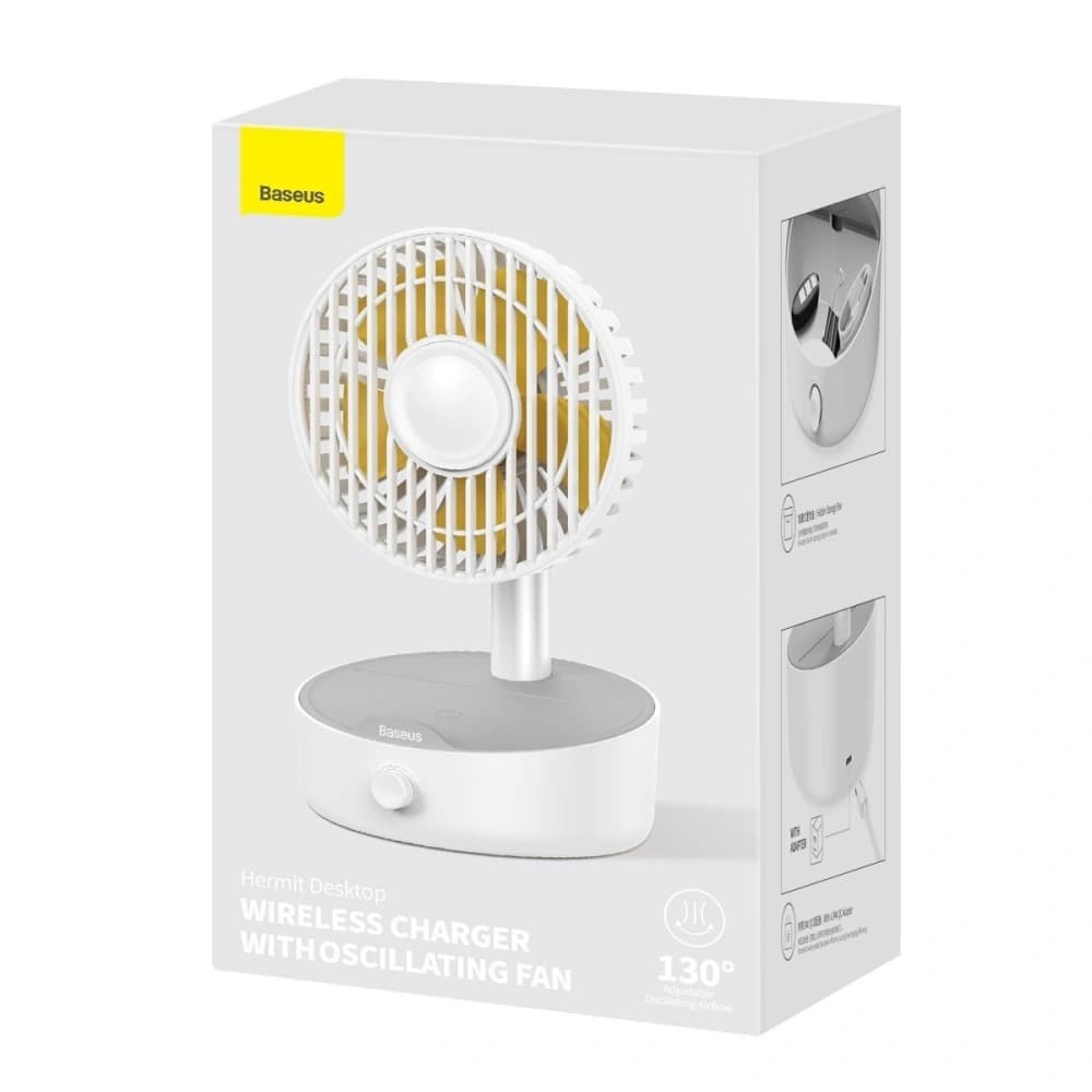 Baseus Hermit desktop wireless charger 10W with oscillating fan (white) - 10