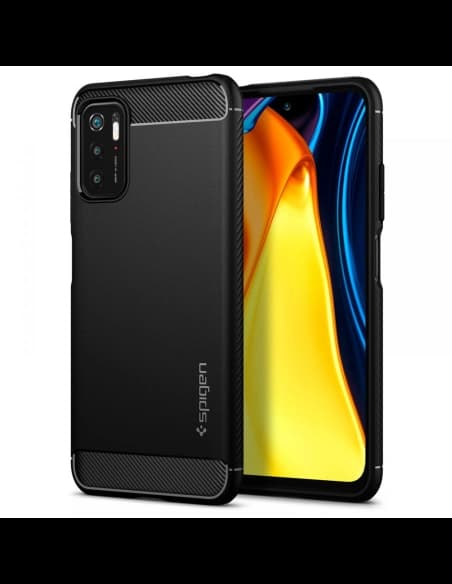 Spigen Tasche Rugged Armor Pocophone M3 Pro 5G/Redmi Note 10 5G Mattschwarz