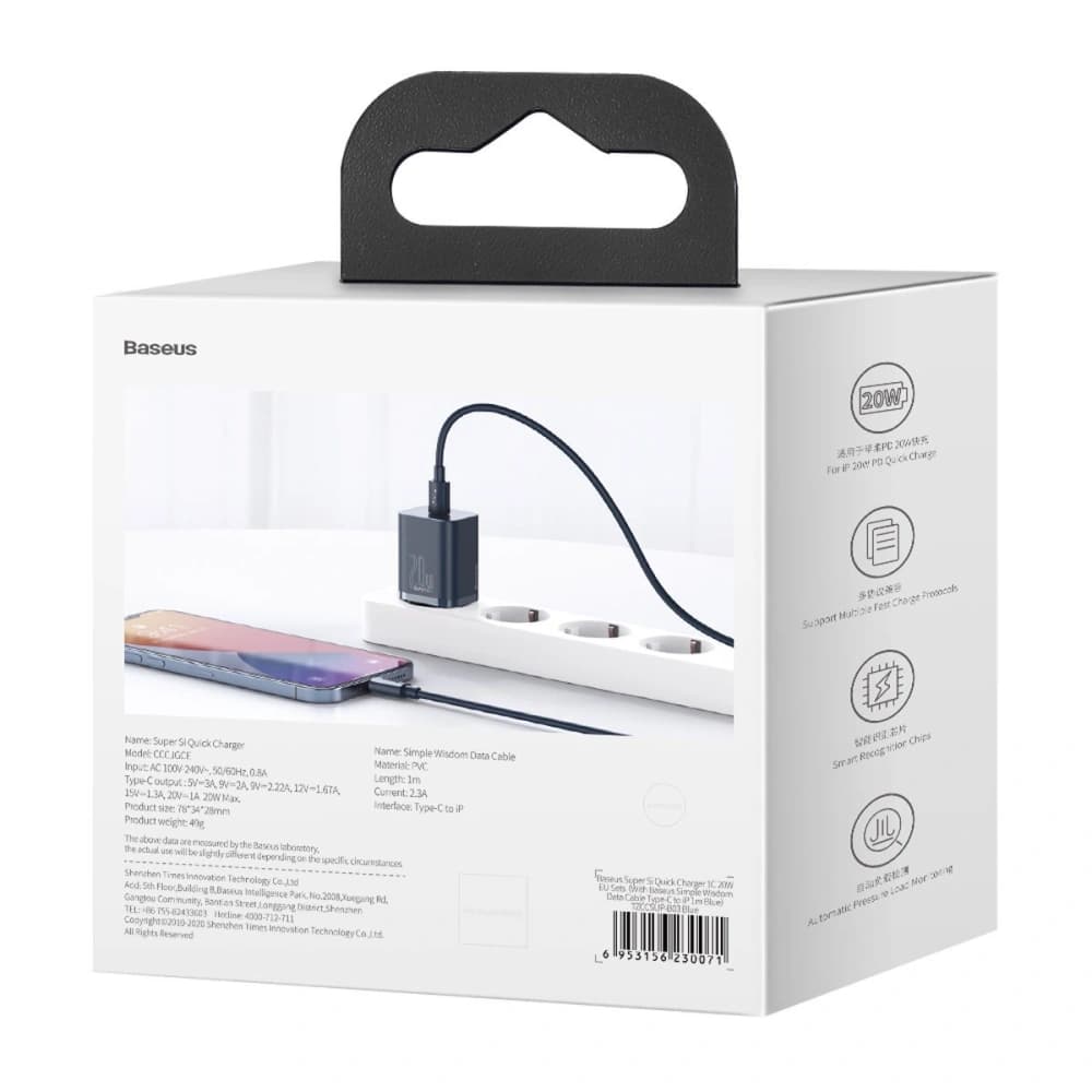 Baseus Super Si Quick Charger 1C 20W with USB-C cable for Lightning 1m (blue) - 11