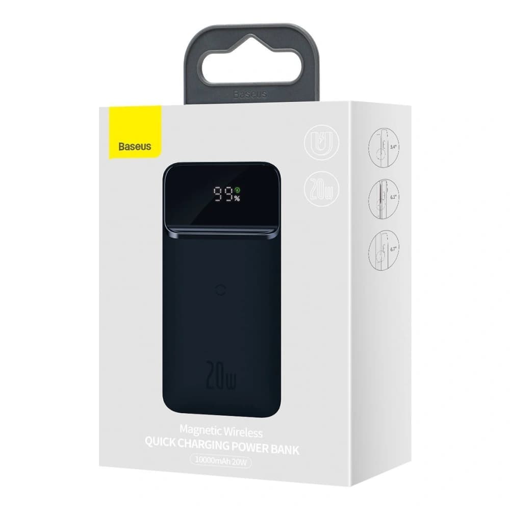 Powerbank Baseus magnetic cu încărcare inductivă, 10000mAh, 20W, USB + USB-C (albastru) - 10