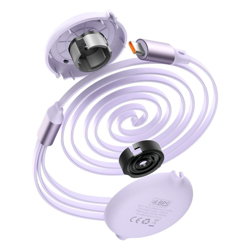 USB cable 3in1 Baseus Bright Mirror, USB to micro USB / USB-C / Lightning, 100W, 1.2m (purple) - 5