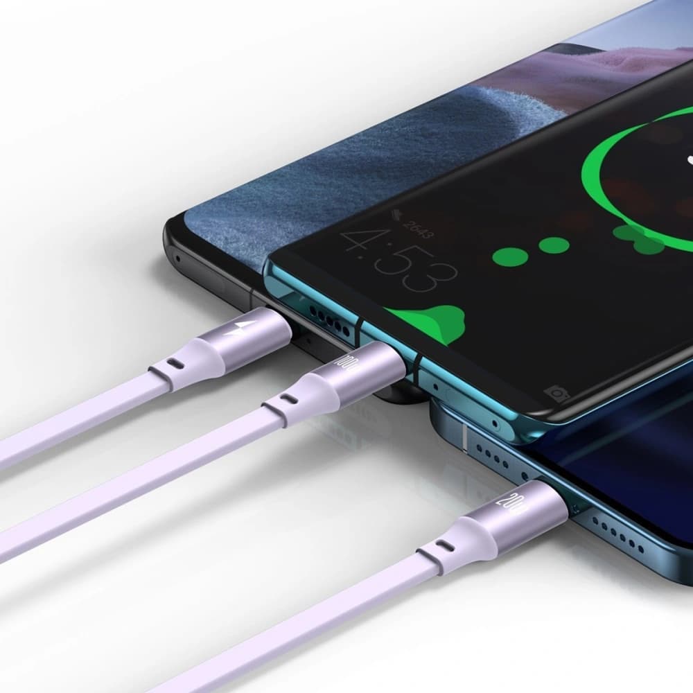 USB cable 3in1 Baseus Bright Mirror, USB to micro USB / USB-C / Lightning, 100W, 1.2m (purple) - 9