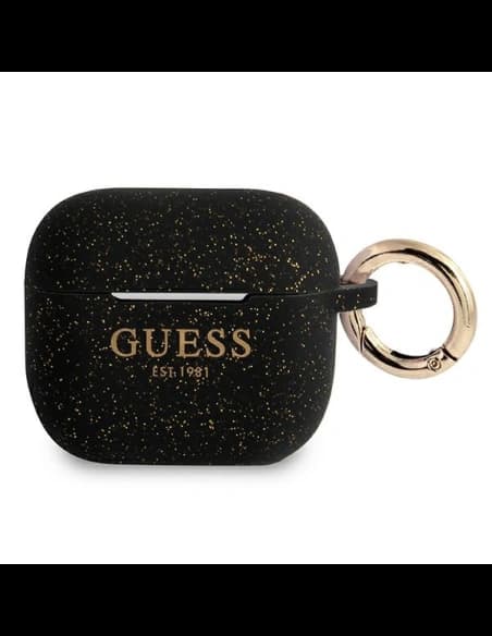 Guess Apple Tasche GUA3SGGEK AirPods 3 Hülle schwarz/schwarz Silikon Glitter