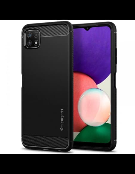 Spigen Samsung Gehäuse Rugged Armor Galaxy A22 5G Mattschwarz