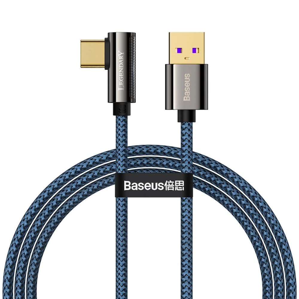 Kabel USB do USB-C kątový Baseus Legend Series, 66W, 1m (modrý) - 1