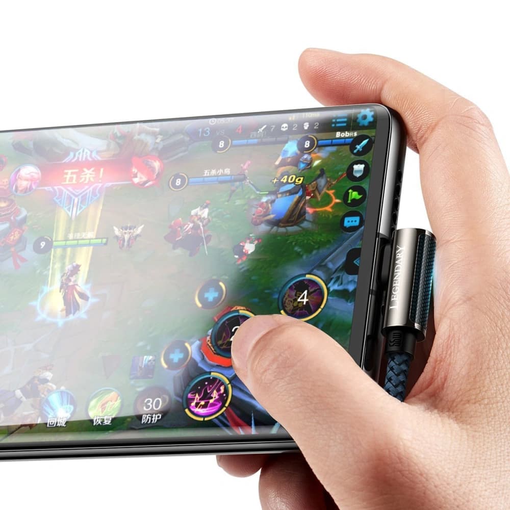 Kabel USB do USB-C kątový Baseus Legend Series, 66W, 1m (modrý) - 6