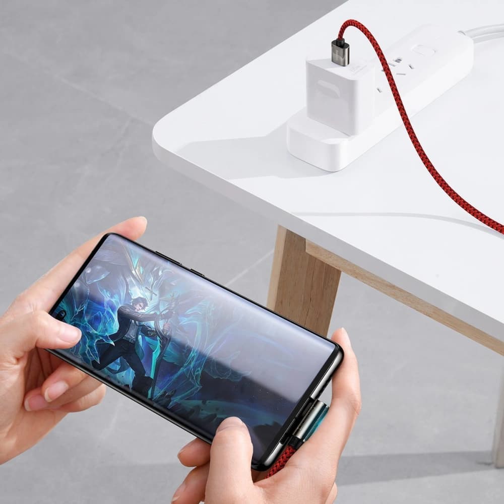 Cablu USB la USB-C unghiular Baseus Legend Series, 66W, 1m (roșu) - 7