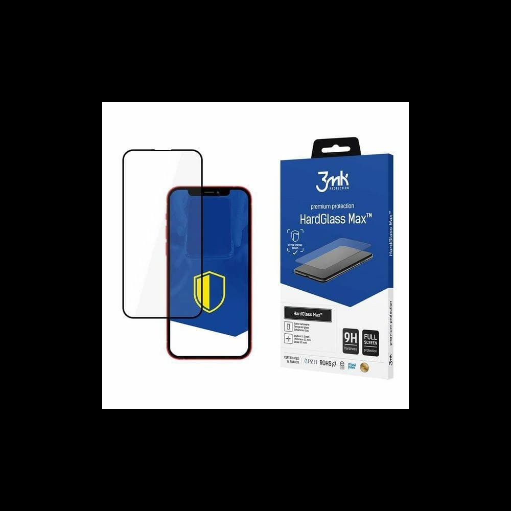 Edzett üveg 3MK HardGlass Max Apple iPhone 16e / 14 / 13 / 13 Pro fekete - 1