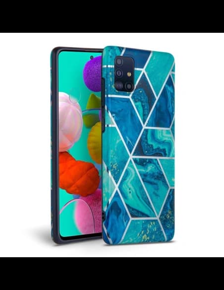 Etui Tech-Protect Marble Samsung Galaxy A51 Modrá