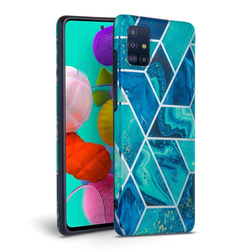 Etui Tech-Protect Marble Samsung Galaxy A51 Modrá - 1